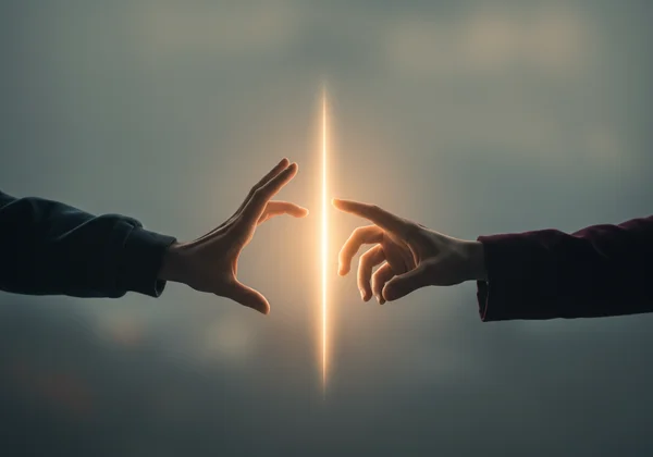 Person pulling back from a connection, symbolizing fear of intimacy