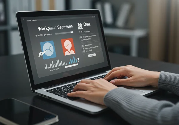 Person taking an attachment style quiz on a laptop screen