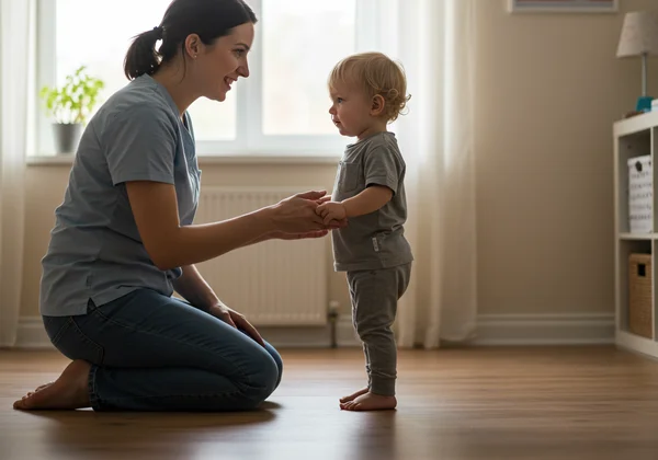 Caregiver providing a secure base for a child to explore.