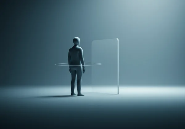 Figure standing alone, symbolizing avoidant attachment and distance