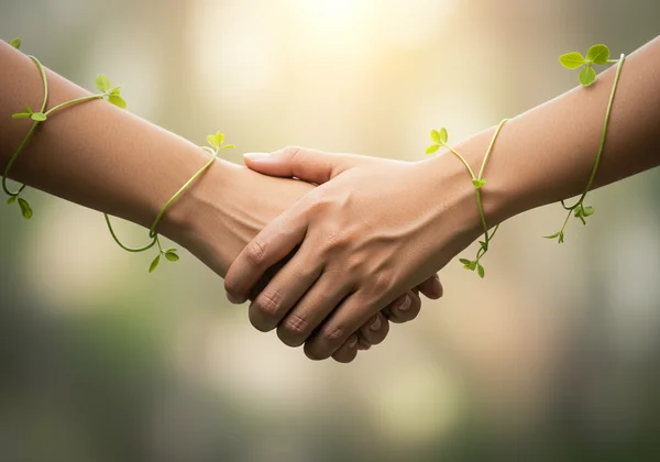 Two hands forming a strong, secure connection, symbolizing growth