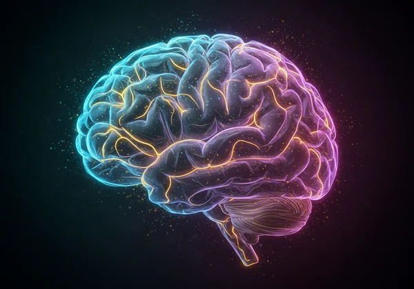 Abstract brain showing new neural connections forming.